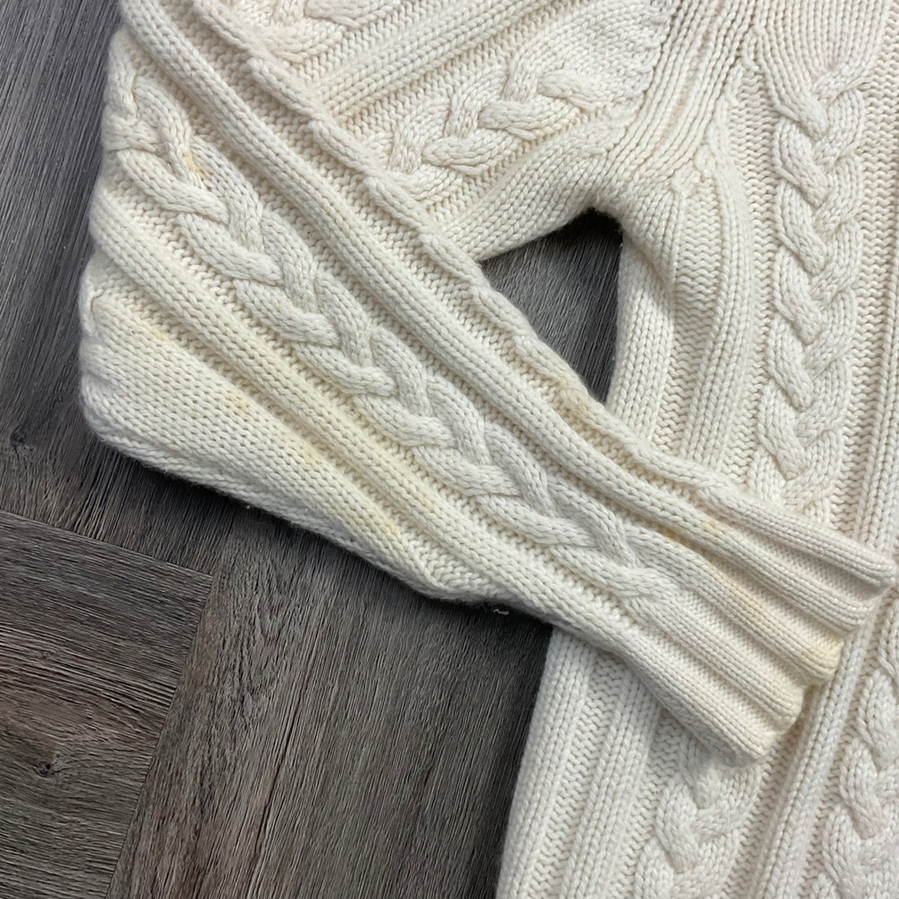 Daniel Cremieux Signature Sweater Mens Large Cream Cashmere 1/4 Zip Fisherman - Picture 5 of 9